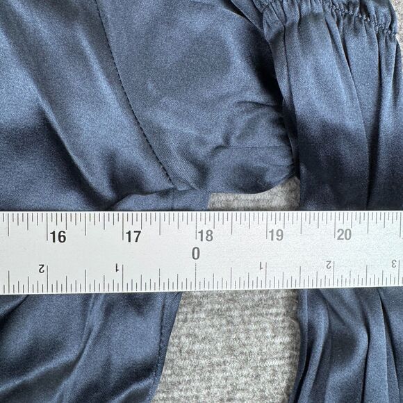 Luba‎ Cellini Silk Top Women's 10 Blue Button Casual Business Long Sleeve NWT - Picture 5 of 7